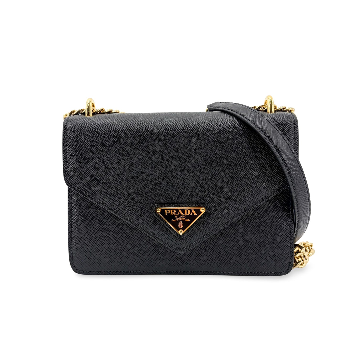 Prada Saffiano Chain Shoulder Bag Black