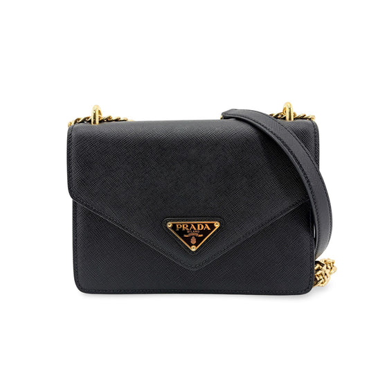 Prada Saffiano Chain Shoulder Bag Black
