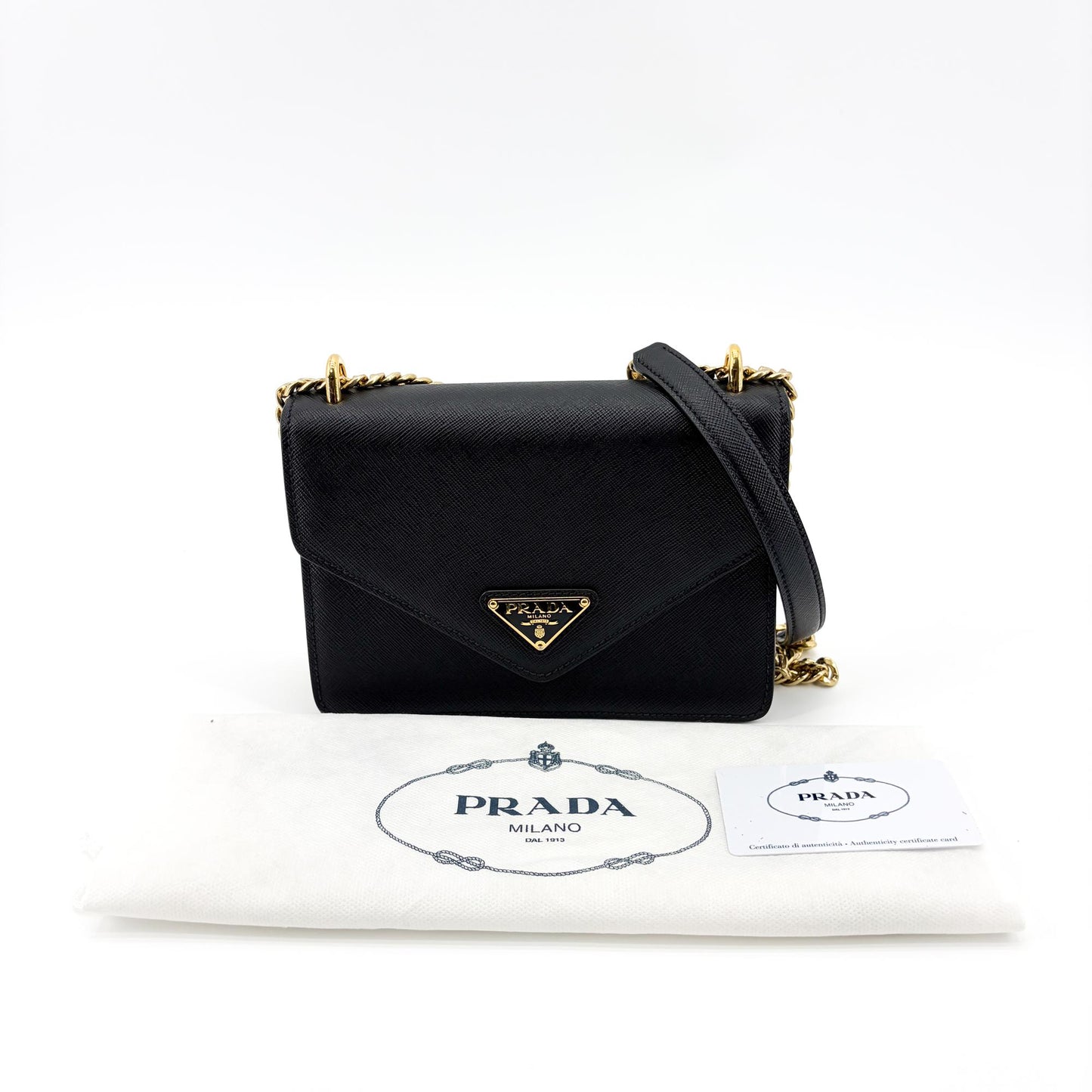 Prada Saffiano Chain Shoulder Bag Black