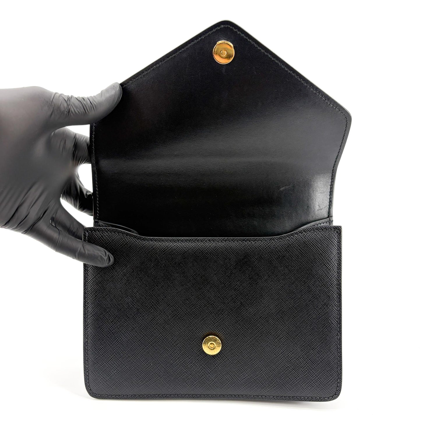 Prada Saffiano Chain Shoulder Bag Black