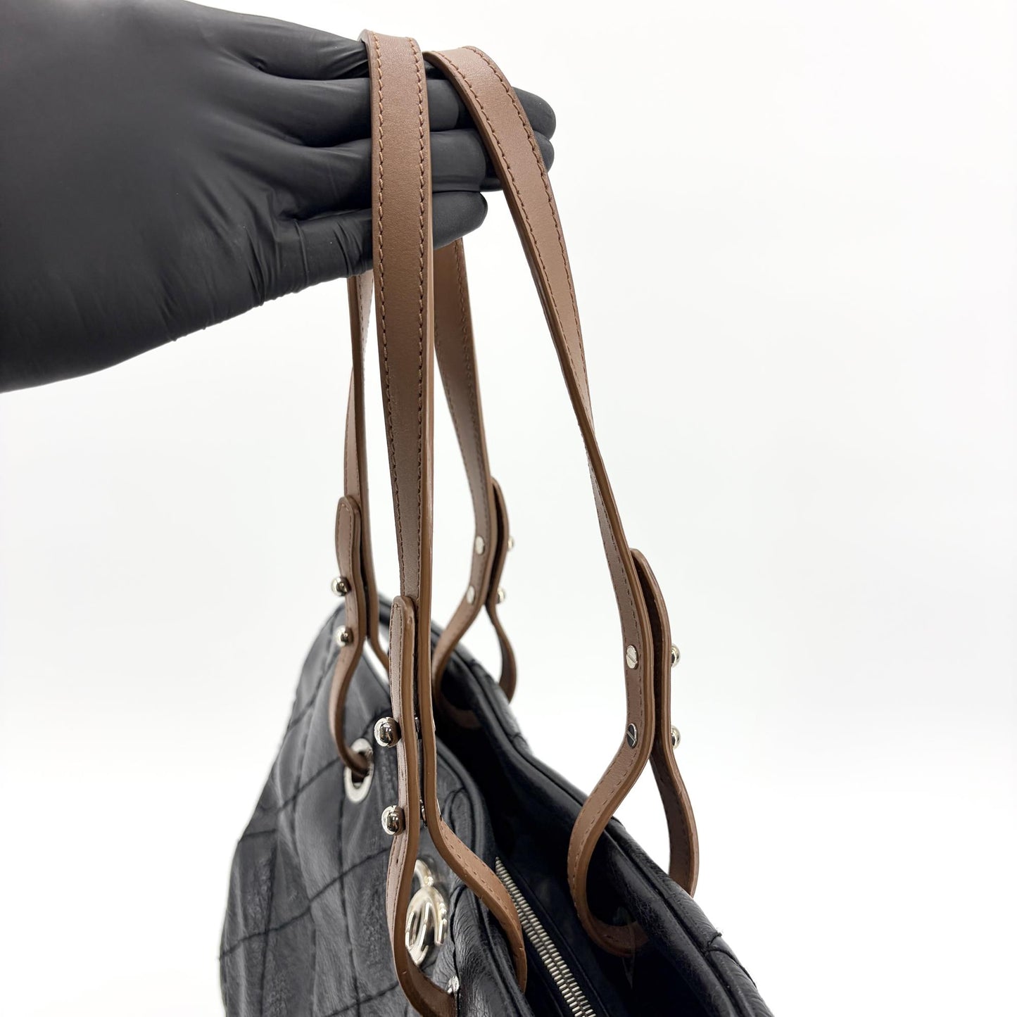 Chanel On the Road Crumpled Calfskin Tote Bag Black