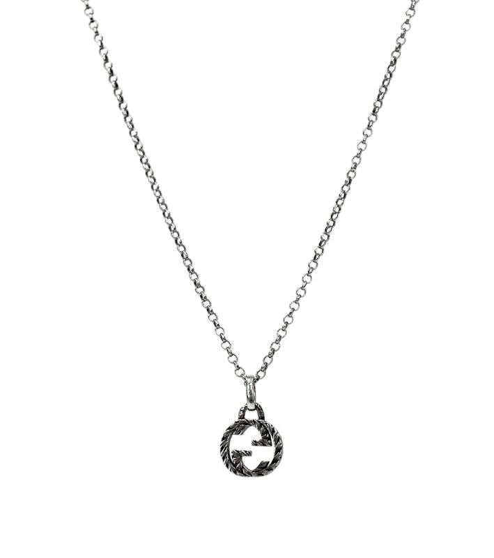 Gucci Black Interlocking G Silver Necklace