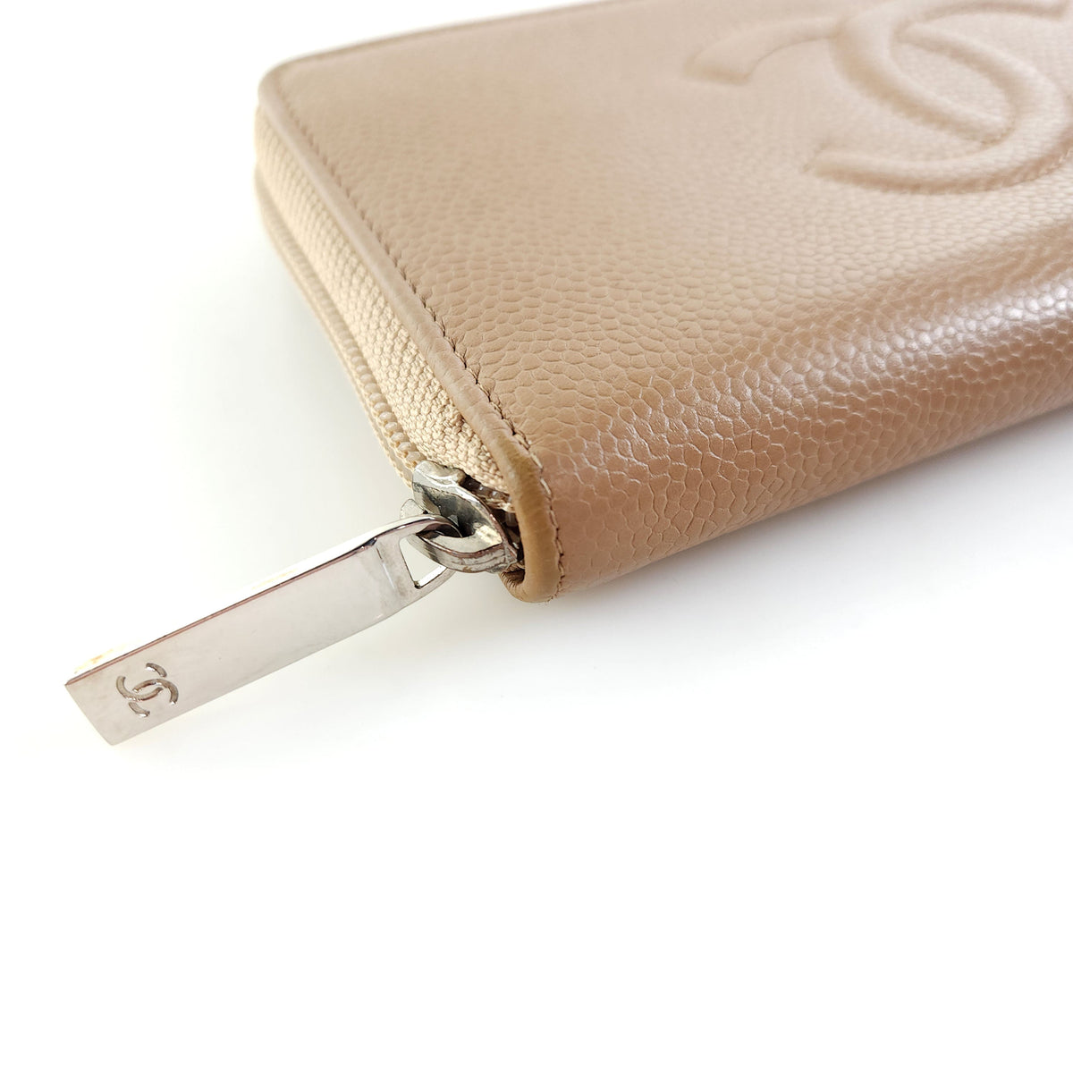 CC Caviar Zipper Long Wallet