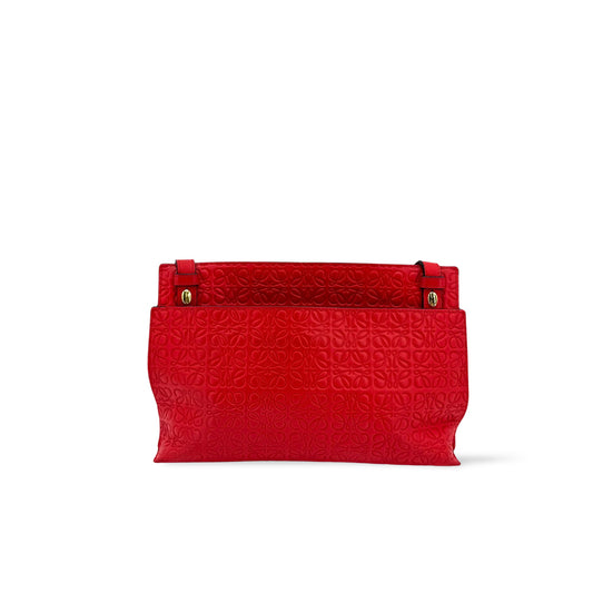 Loewe Repeat Anagram Leather Clutch Red