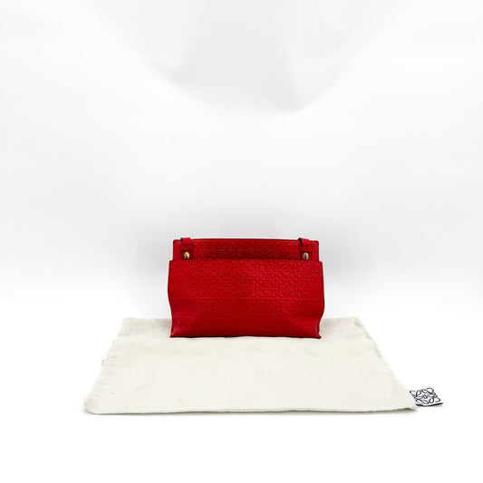 Loewe Repeat Anagram Leather Clutch Red
