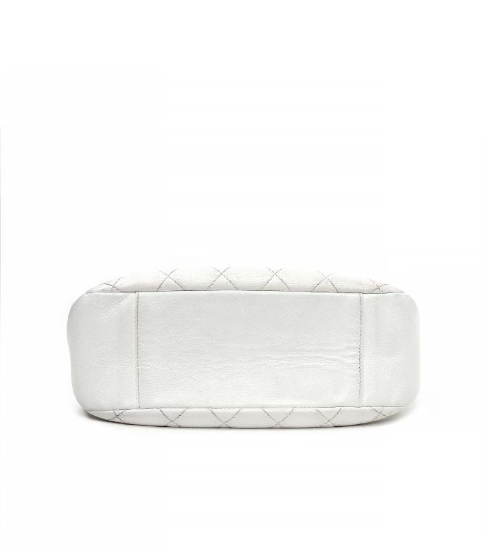 Chanel White Caviar Skin Timeless Shoulder Bag