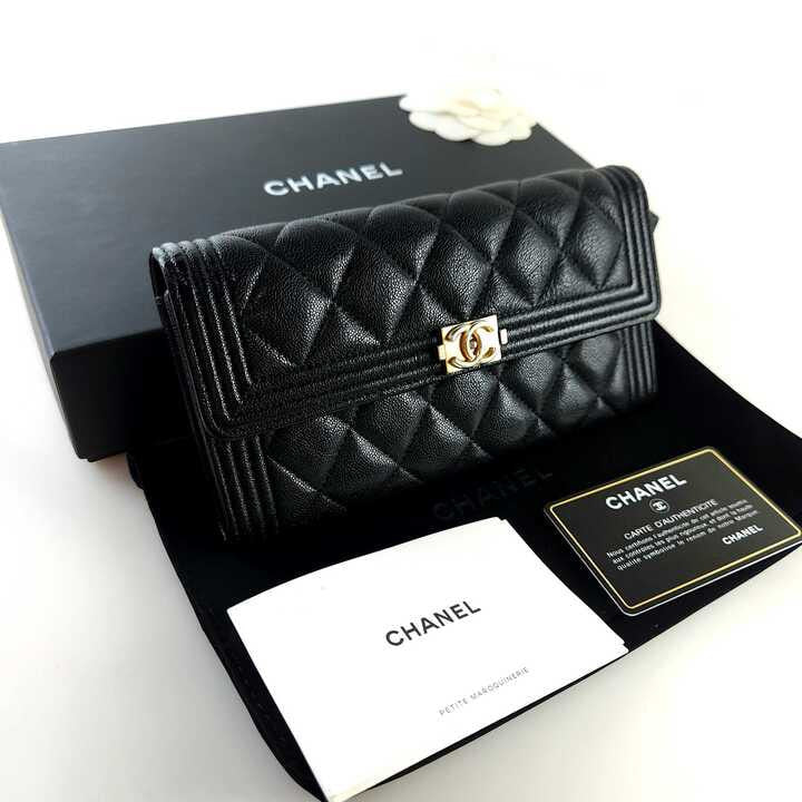 Boy Caviar Flap Long Wallet A80286