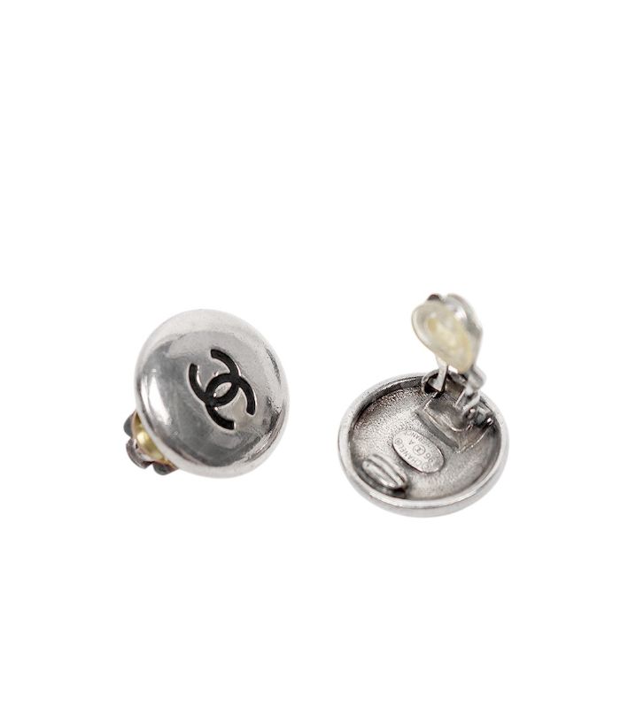 Chanel Round CC Silver Earrings