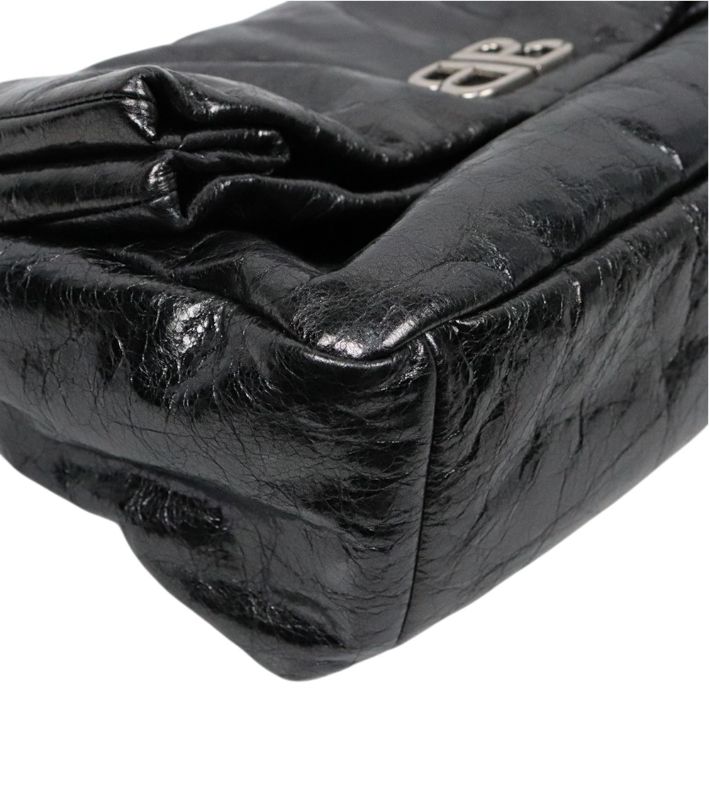 Balenciaga Metallic Black Medium Silver-Plated Monaco Bag