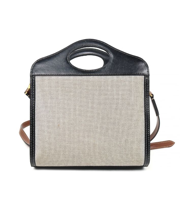 Burberry Black Two-tone Canvas and Leather 2WAY Bag