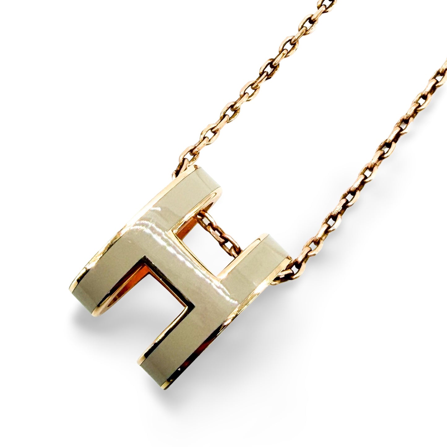 Hermès Pop H Pendant Necklace Marron Glacé Rose Gold
