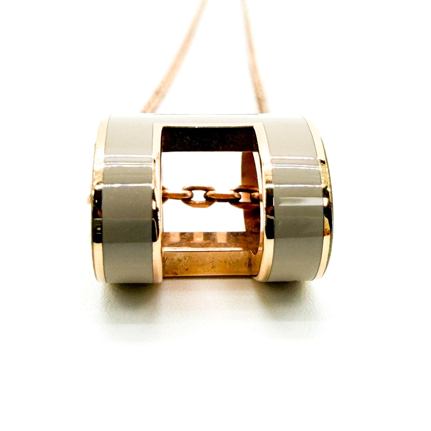 Hermès Pop H Pendant Necklace Marron Glacé Rose Gold