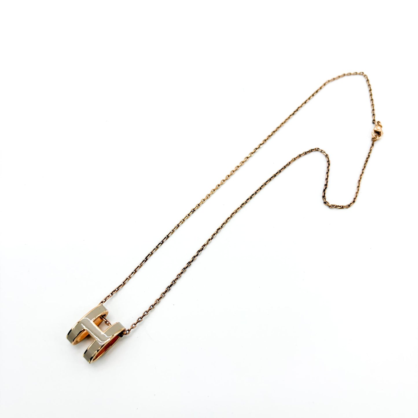 Hermès Pop H Pendant Necklace Marron Glacé Rose Gold
