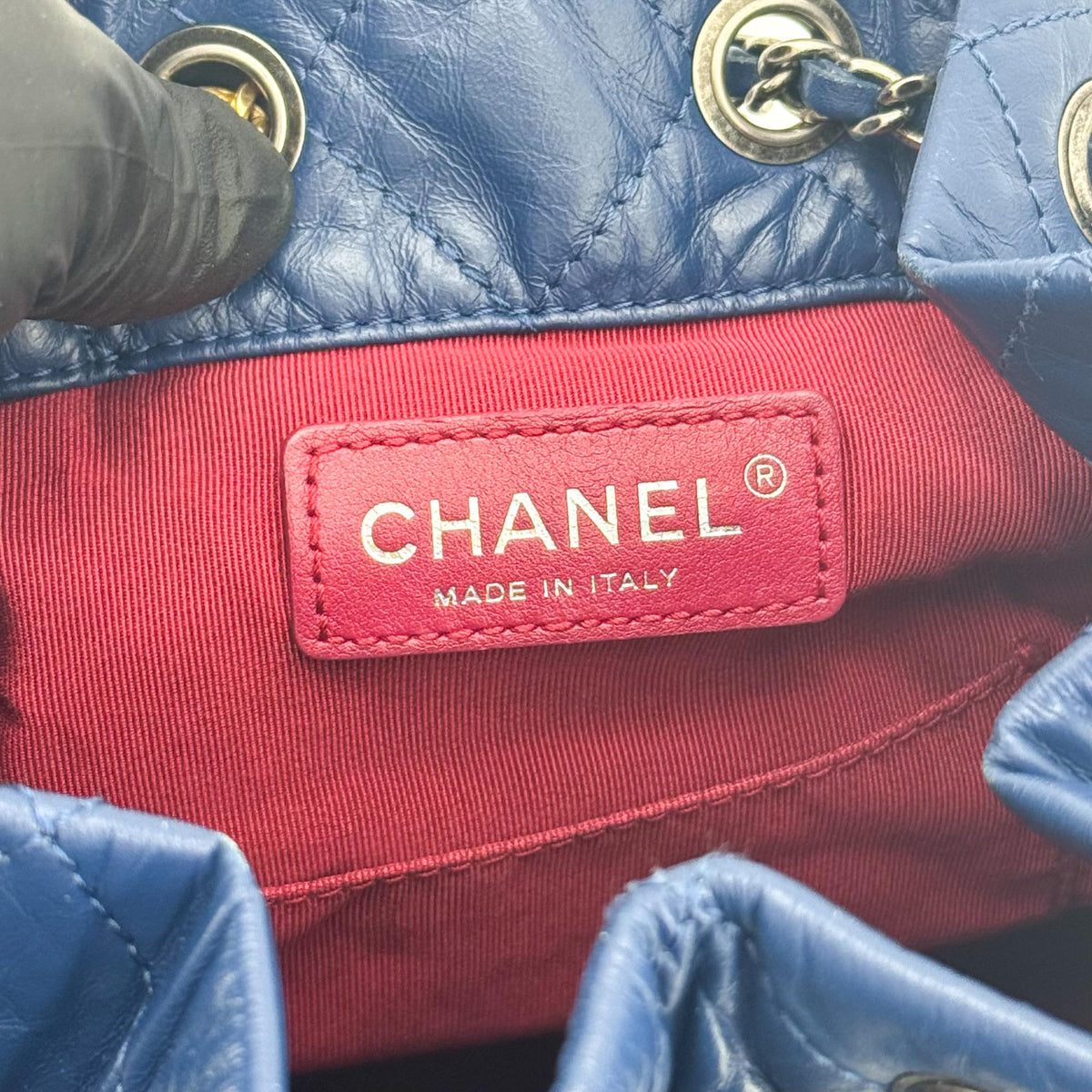 Chanel Gabrielle Backpack Small Blue Silver Hardware
