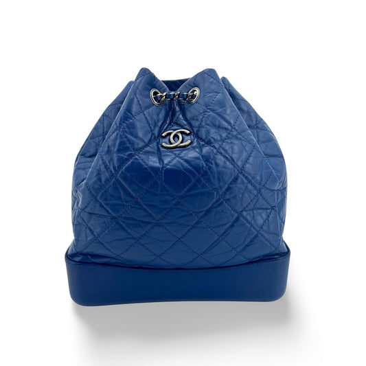 Chanel Gabrielle Backpack Small Blue Silver Hardware