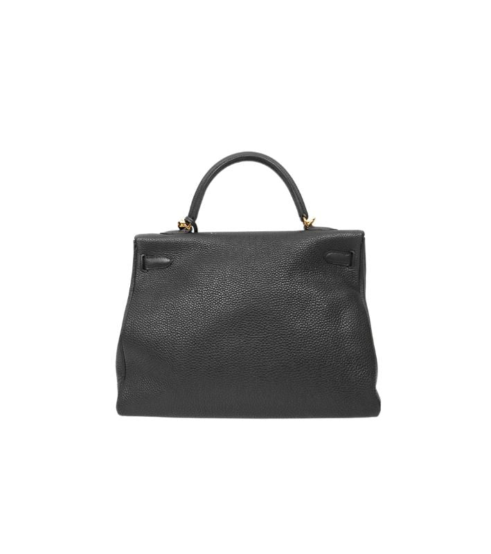 Hermès Black Kelly Bag Square L Engraved