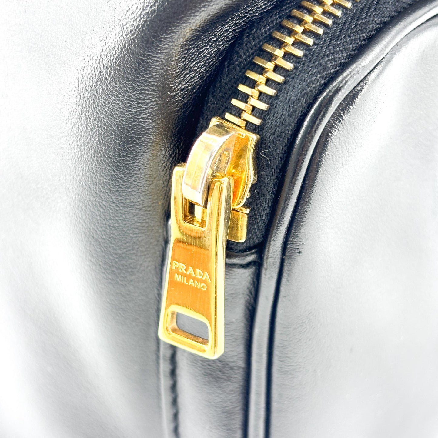 Prada Leather Duet Bucket Bag Black