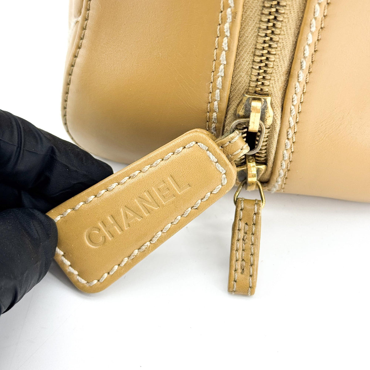 Chanel Wild Stitch Quilted Tote Bag Camel Gold Hardware