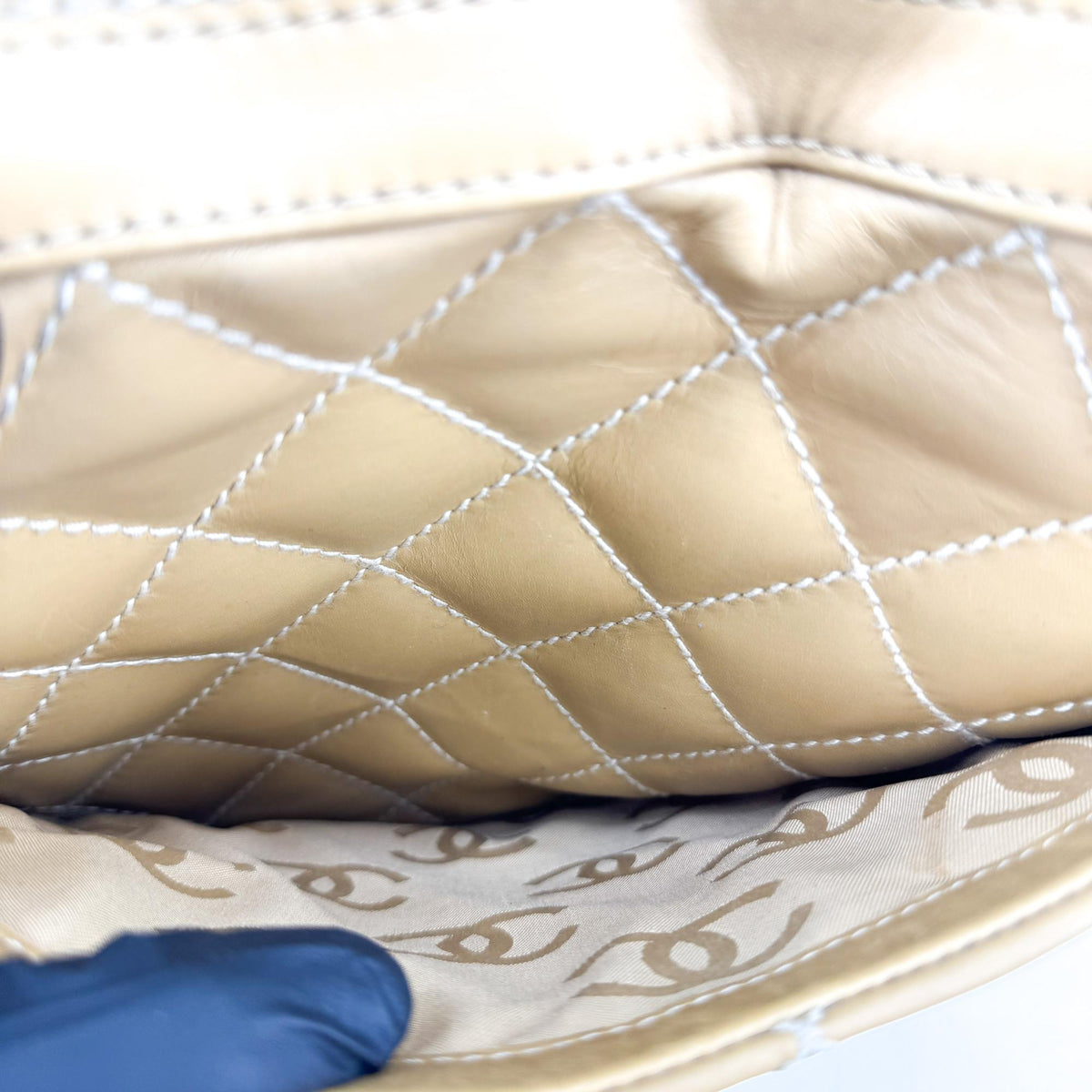 Chanel Wild Stitch Quilted Tote Bag Camel Gold Hardware