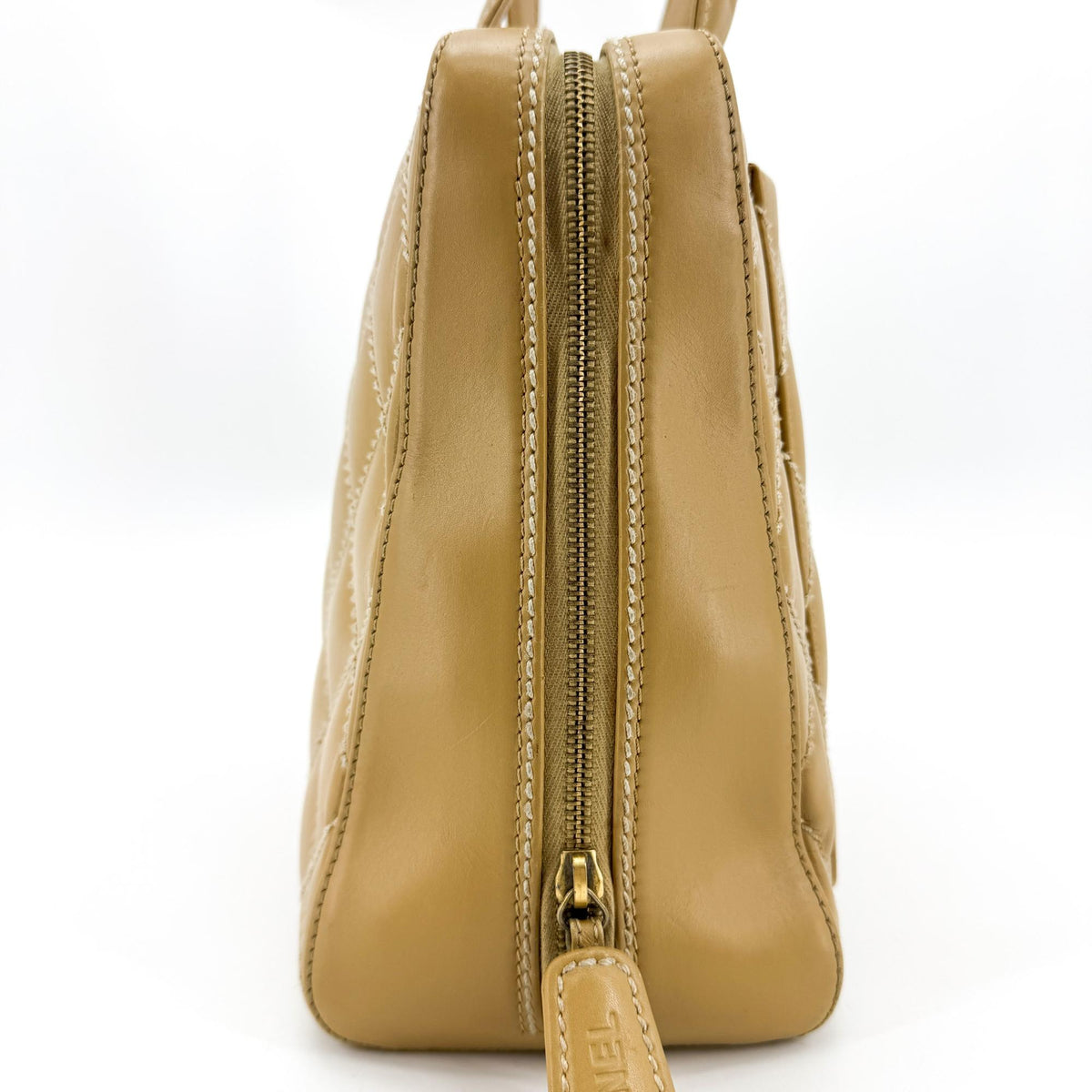 Chanel Wild Stitch Quilted Tote Bag Camel Gold Hardware