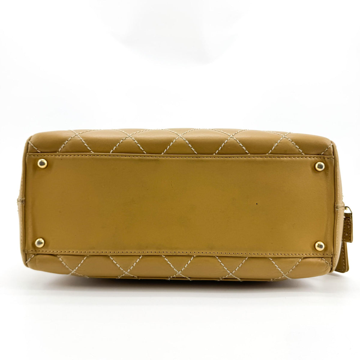 Chanel Wild Stitch Quilted Tote Bag Camel Gold Hardware