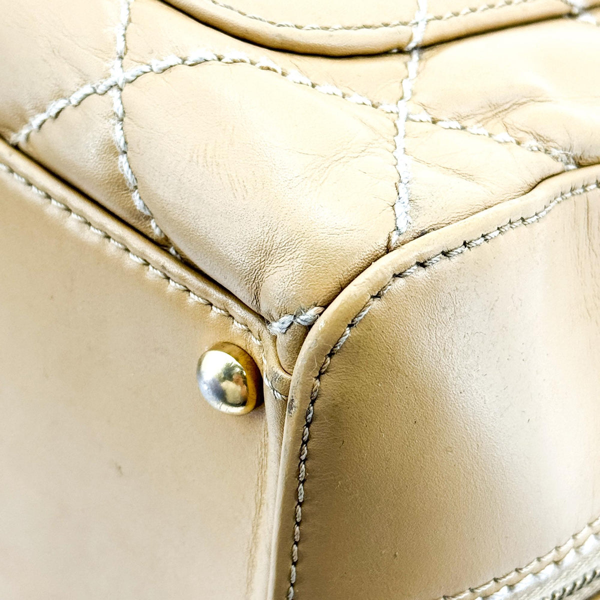 Chanel Wild Stitch Quilted Tote Bag Camel Gold Hardware
