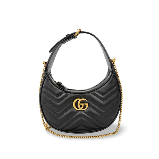 Gucci GG Marmont Half Moon Mini Shoulder Bag Black