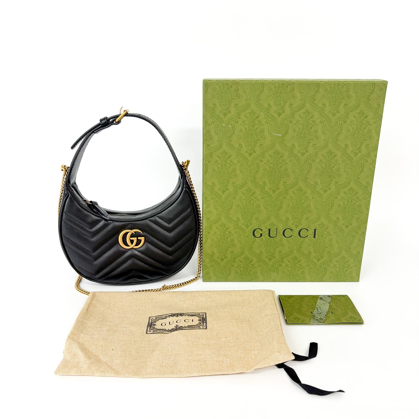 Gucci GG Marmont Half Moon Mini Shoulder Bag Black