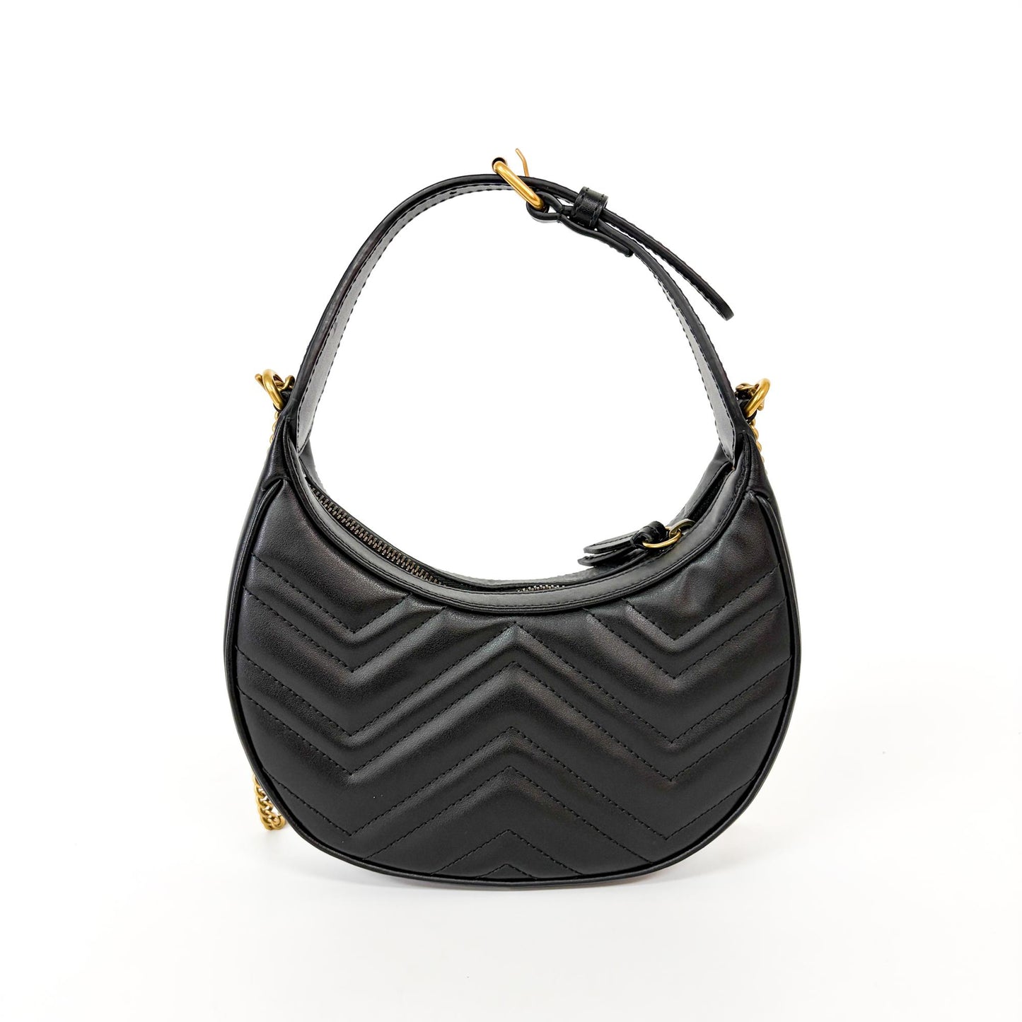 Gucci GG Marmont Half Moon Mini Shoulder Bag Black