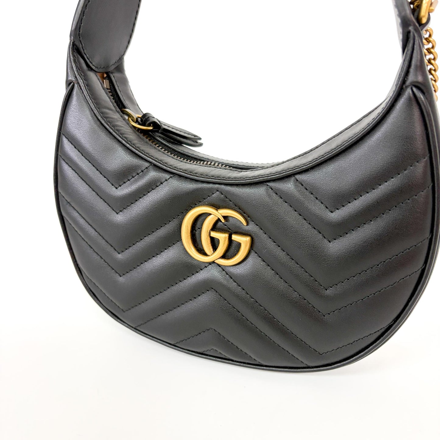Gucci GG Marmont Half Moon Mini Shoulder Bag Black