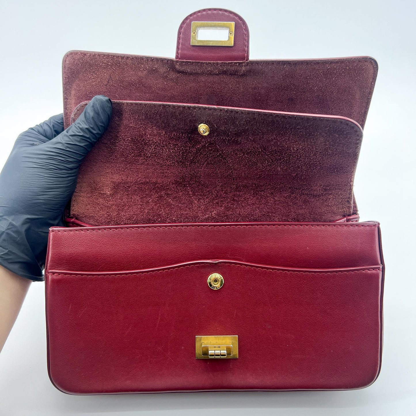 Chanel 2.55 Reissue Flap Bag 225 Burgundy Gold Hardware