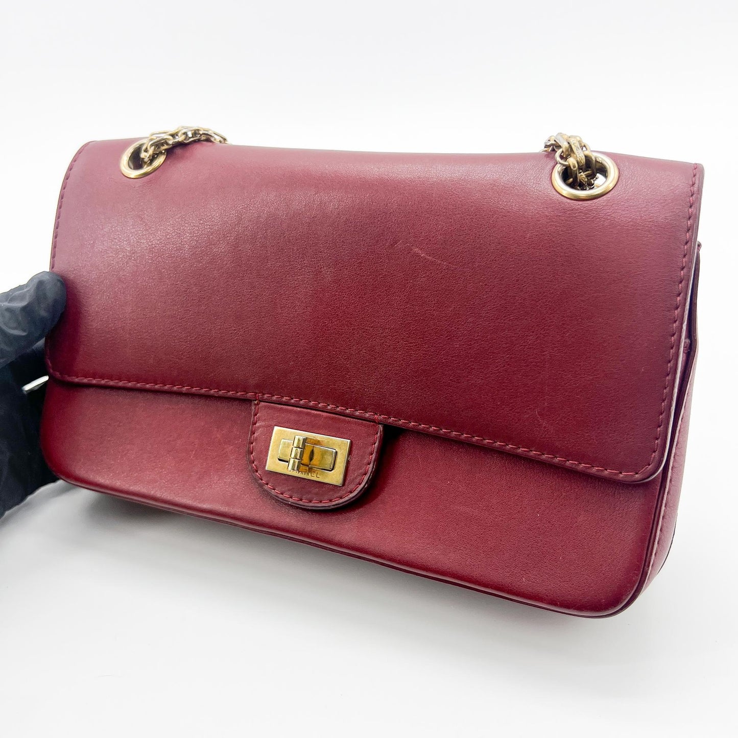 Chanel 2.55 Reissue Flap Bag 225 Burgundy Gold Hardware