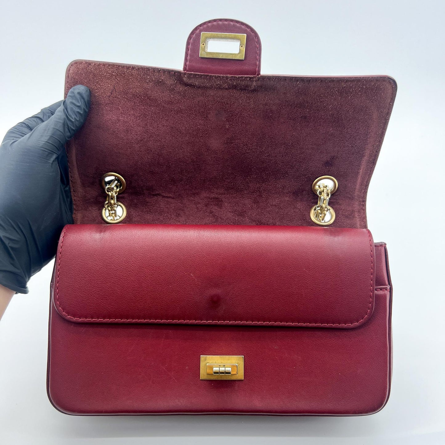 Chanel 2.55 Reissue Flap Bag 225 Burgundy Gold Hardware