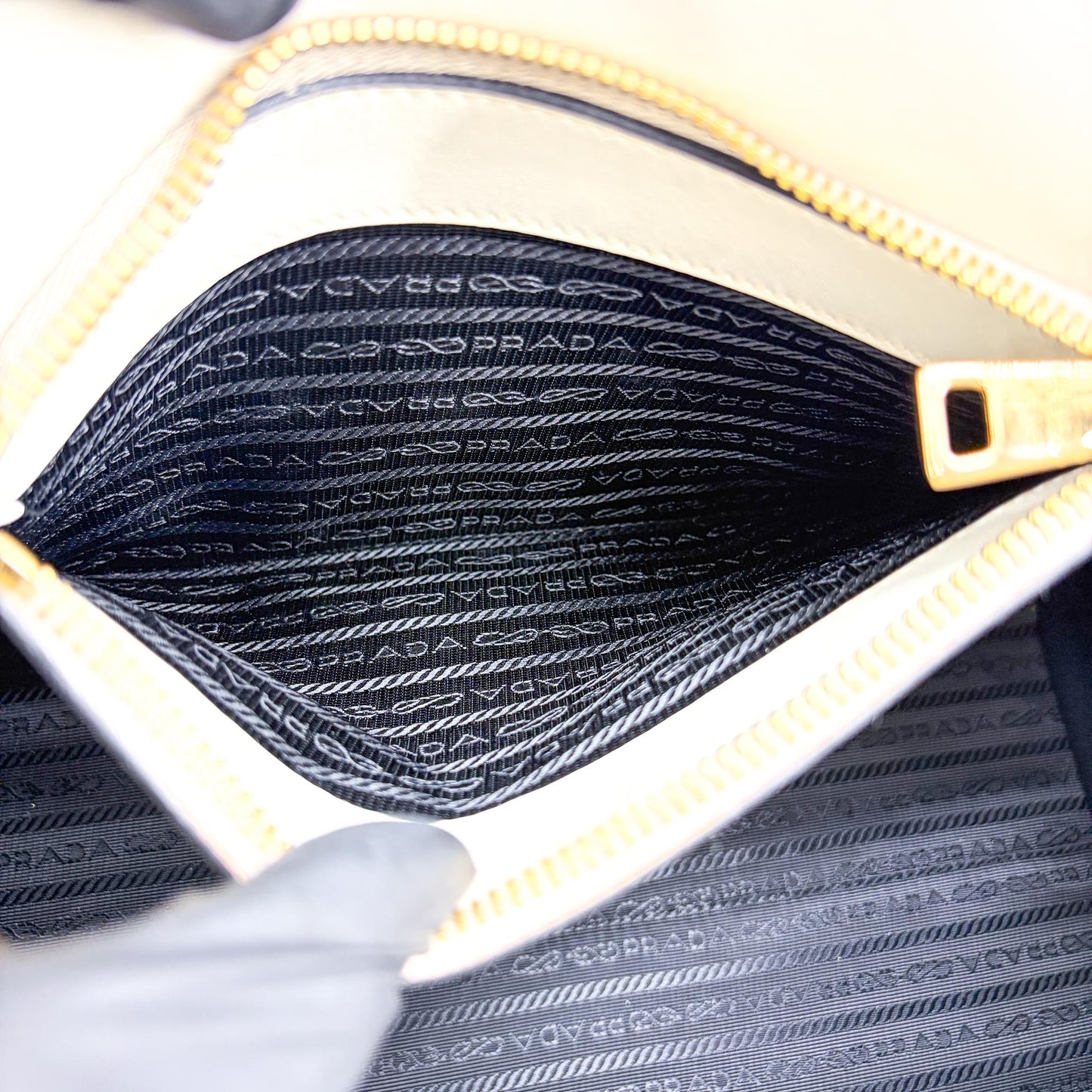 Prada Monochrome Small Saffiano Leather Tote Bag White