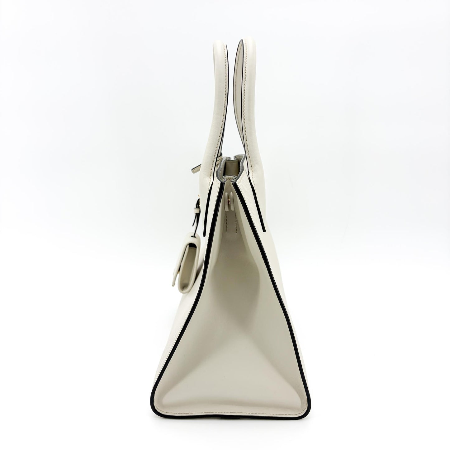 Prada Monochrome Small Saffiano Leather Tote Bag White