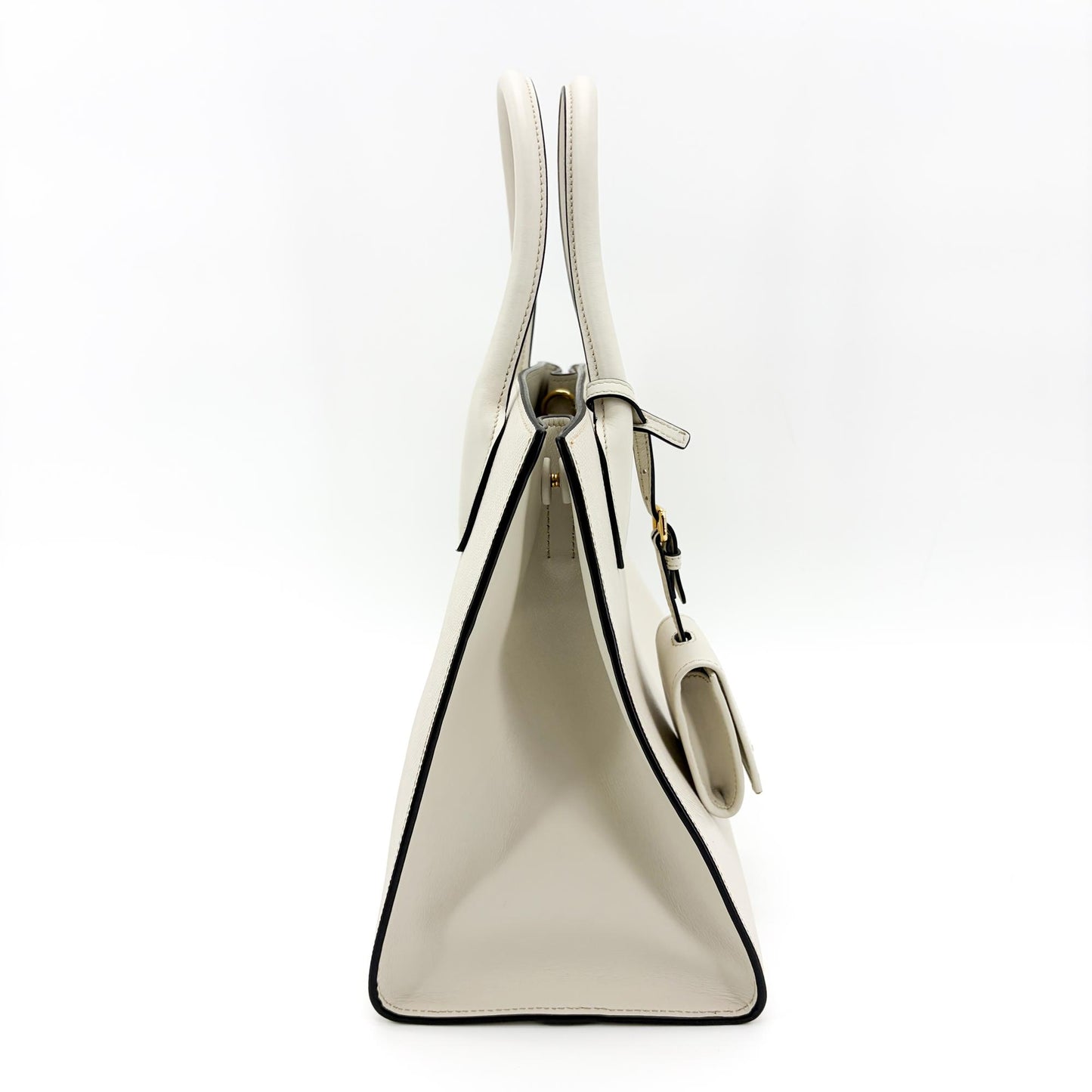 Prada Monochrome Small Saffiano Leather Tote Bag White