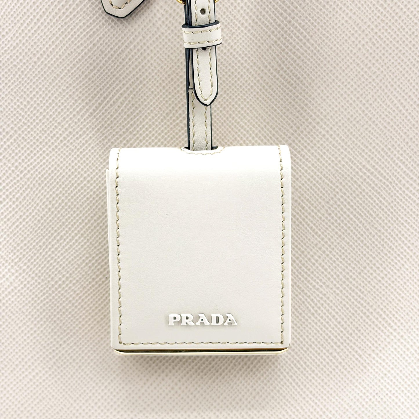 Prada Monochrome Small Saffiano Leather Tote Bag White