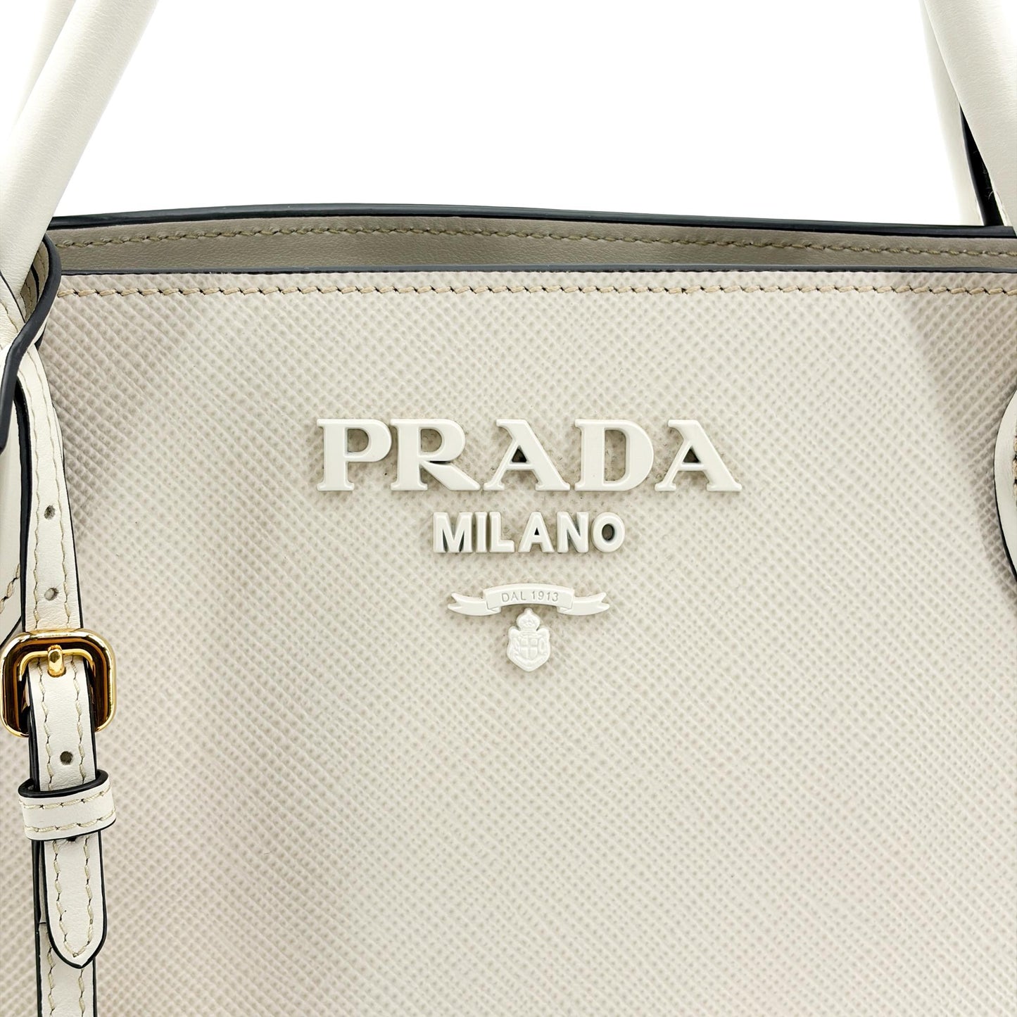 Prada Monochrome Small Saffiano Leather Tote Bag White