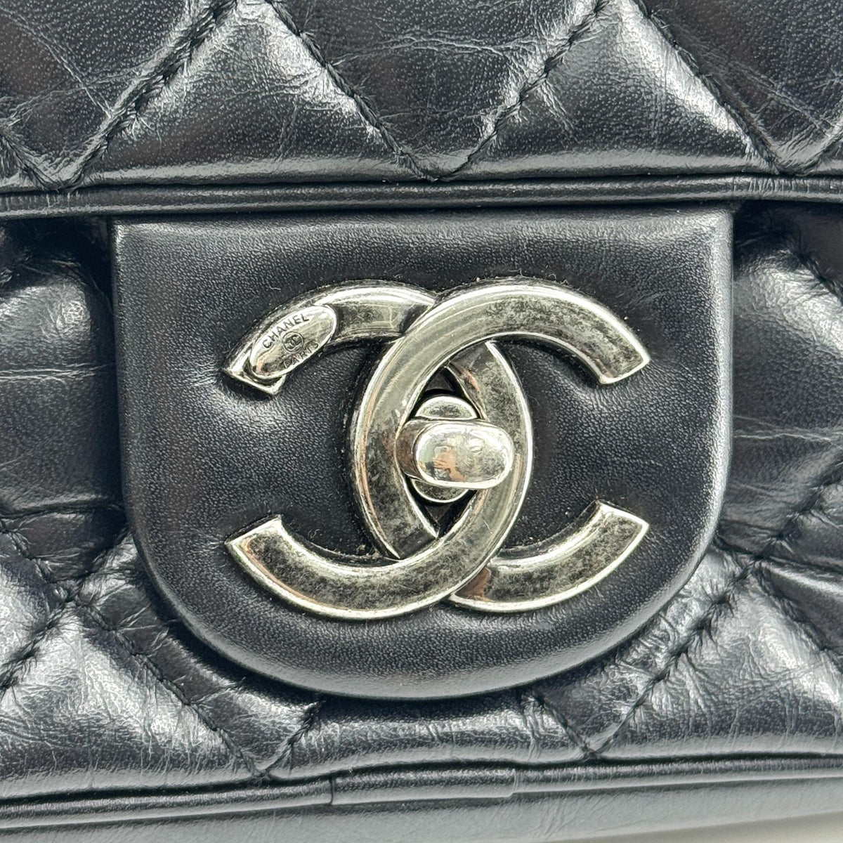 Chanel Yeezy Caviar Flap Bag Silver Hardware Black