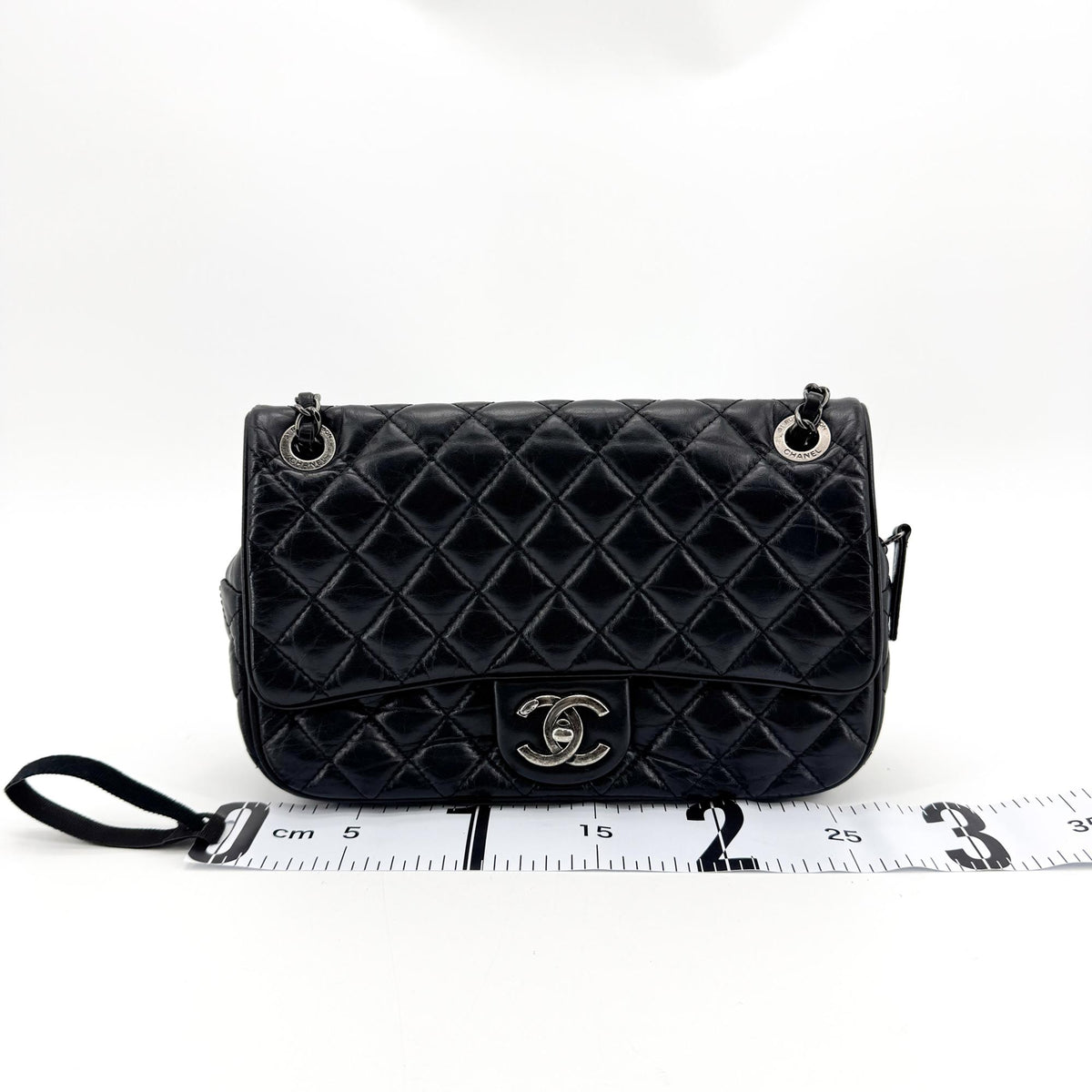Chanel Yeezy Caviar Flap Bag Silver Hardware Black