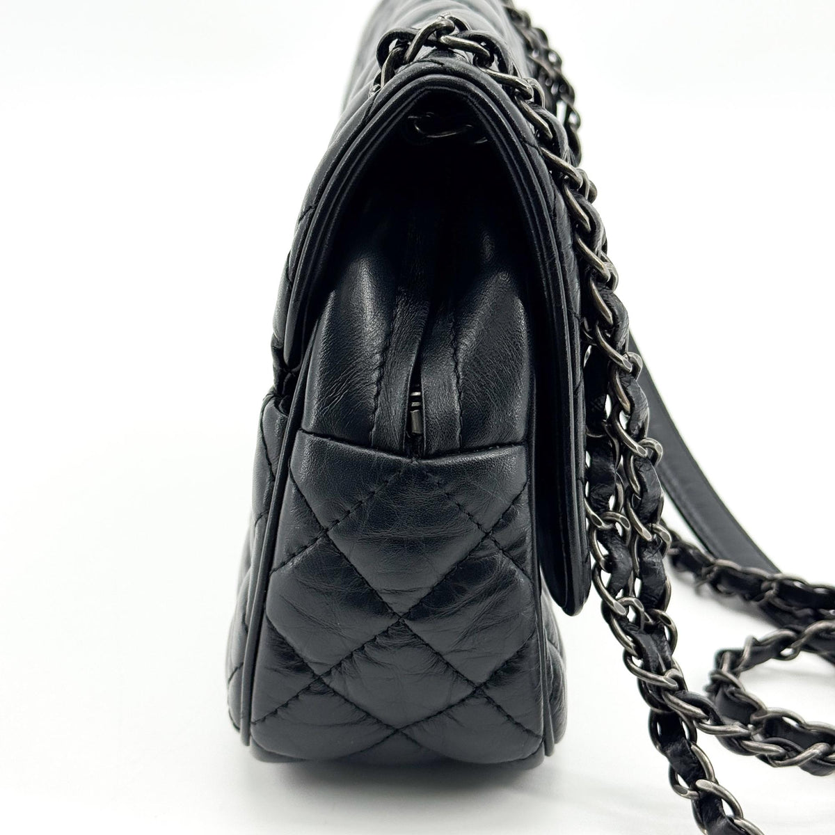 Chanel Yeezy Caviar Flap Bag Silver Hardware Black