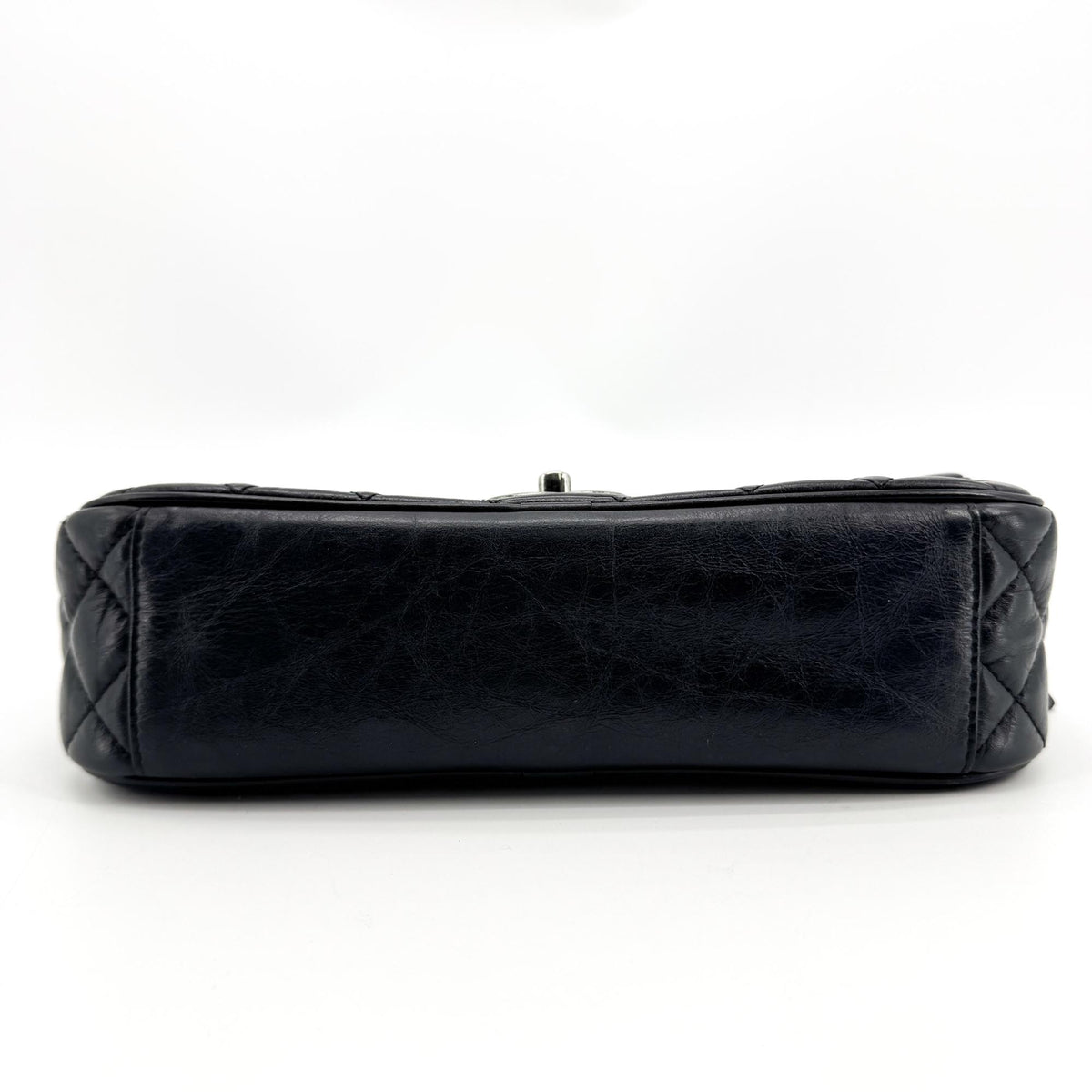 Chanel Yeezy Caviar Flap Bag Silver Hardware Black