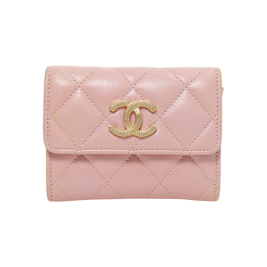 Chanel Pink Caviar Card Wallet
