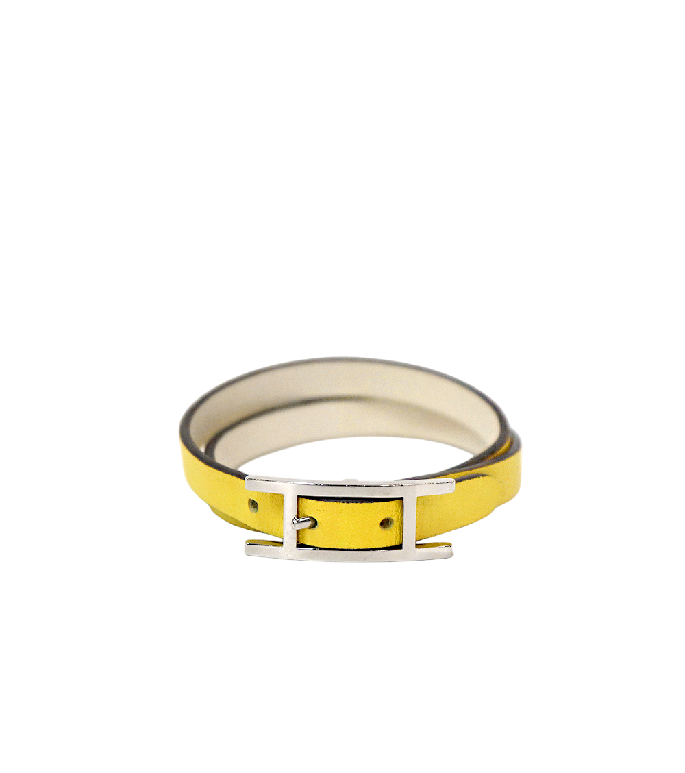 Hermès Yellow Bihafi Double Tour Bracelet
