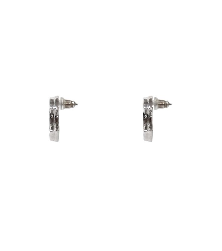 Chanel White CC Silver Earrings