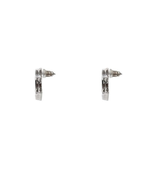 Chanel White CC Silver Earrings
