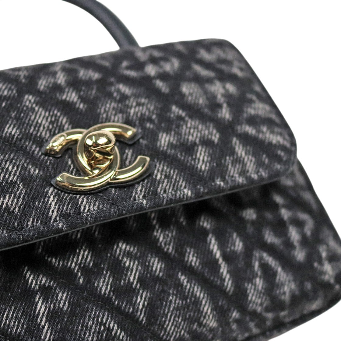 Chanel Black Denim Top Handle Bag