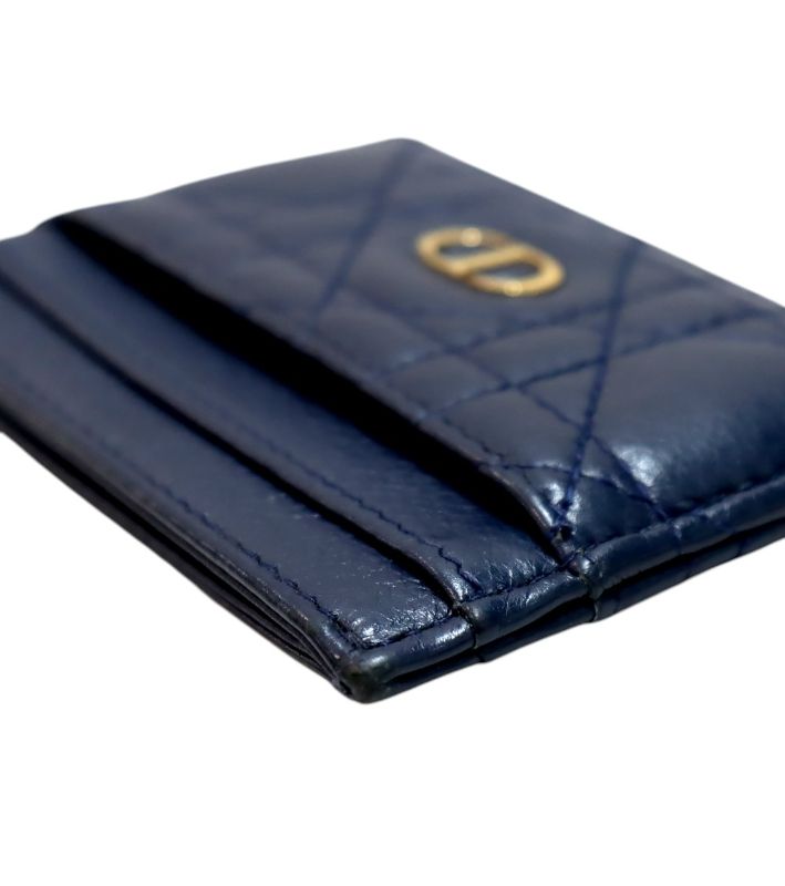Dior Navy Checkered Card Holder Wallet