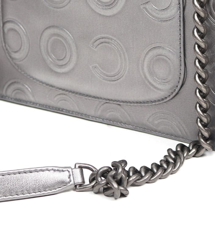 Chanel Silver CC Embossed Chain Shoulder Bag
