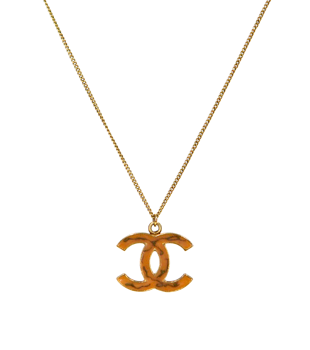 Chanel Orange CC Gold Necklace